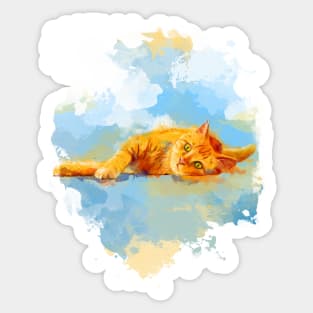 Cat Dream - Orange Tabby Cat Painting Sticker